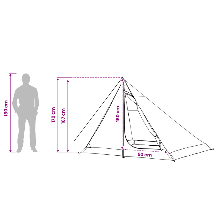 Backpacking Telt Grøn 4-personers 185T Polyester med PU Coating