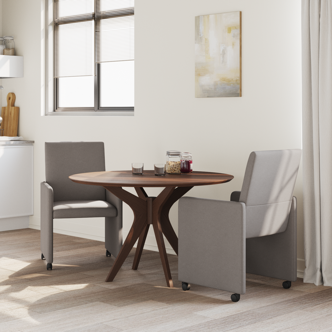 Spisebordsstole med hjul 2 pcs Gråbrun 57 x 66 x 94 cm Stof