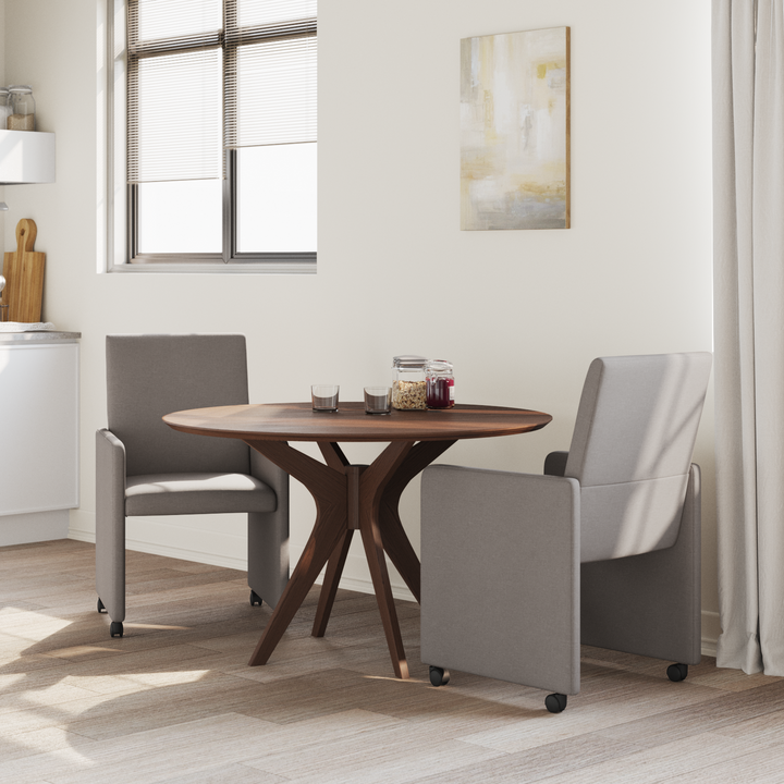 Spisebordsstole med hjul 2 pcs Gråbrun 57 x 66 x 94 cm Stof