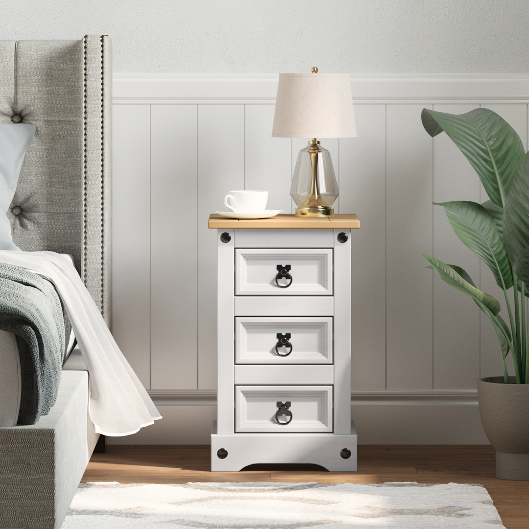Sengebord Corona Hvid 35 x 32,5 x 58 cm Massiv fyrretræ