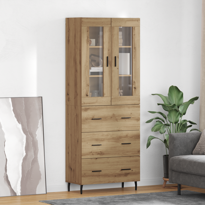 Highboard med skuffe 2 pcs Artisan Egetræ Konstrueret træ
