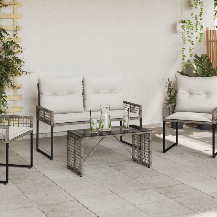 Udendørs Bord Grå og sort 80 x 40 x 40 cm PE Rattan og Glas