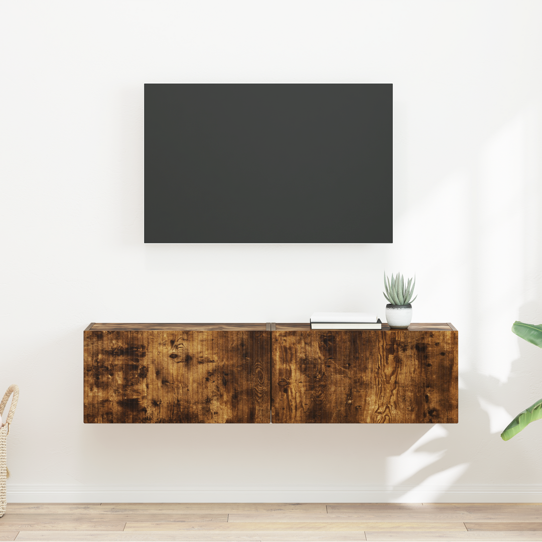 TV vægskab 2 pcs Røget eg 60 x 31 x 29,5 cm Konstrueret træ