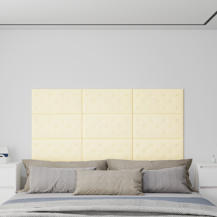 Væghovedgærde 12 pcs Creme 60 x 30 cm Faux læder