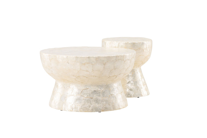 Vind Sandön Sofa Table ⌀70 + Sandön Sofa Table ⌀40 - Capiz / Natural