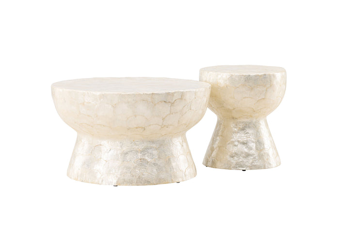 Vind Sandön Sofa Table ⌀70 + Sandön Sofa Table ⌀40 - Capiz / Natural