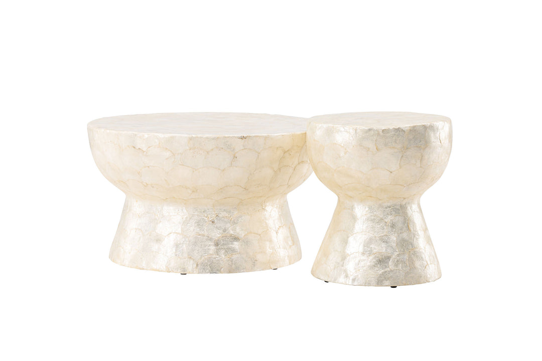 Vind Sandön Sofa Table ⌀70 + Sandön Sofa Table ⌀40 - Capiz / Natural