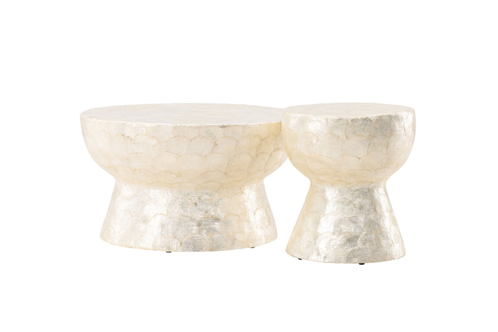 Vind Sandön Sofa Table ⌀70 + Sandön Sofa Table ⌀40 - Capiz / Natural