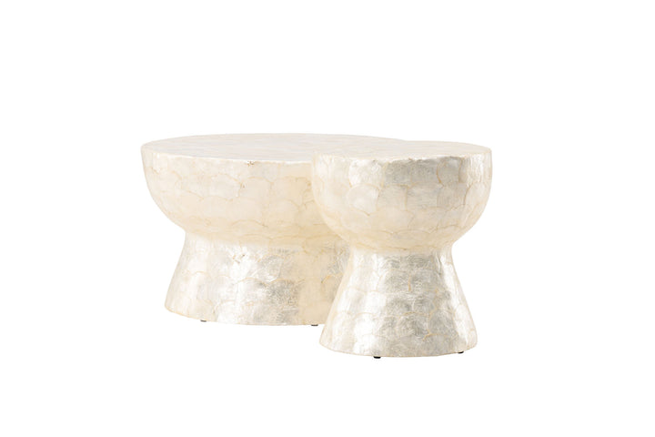 Vind Sandön Sofa Table ⌀70 + Sandön Sofa Table ⌀40 - Capiz / Natural