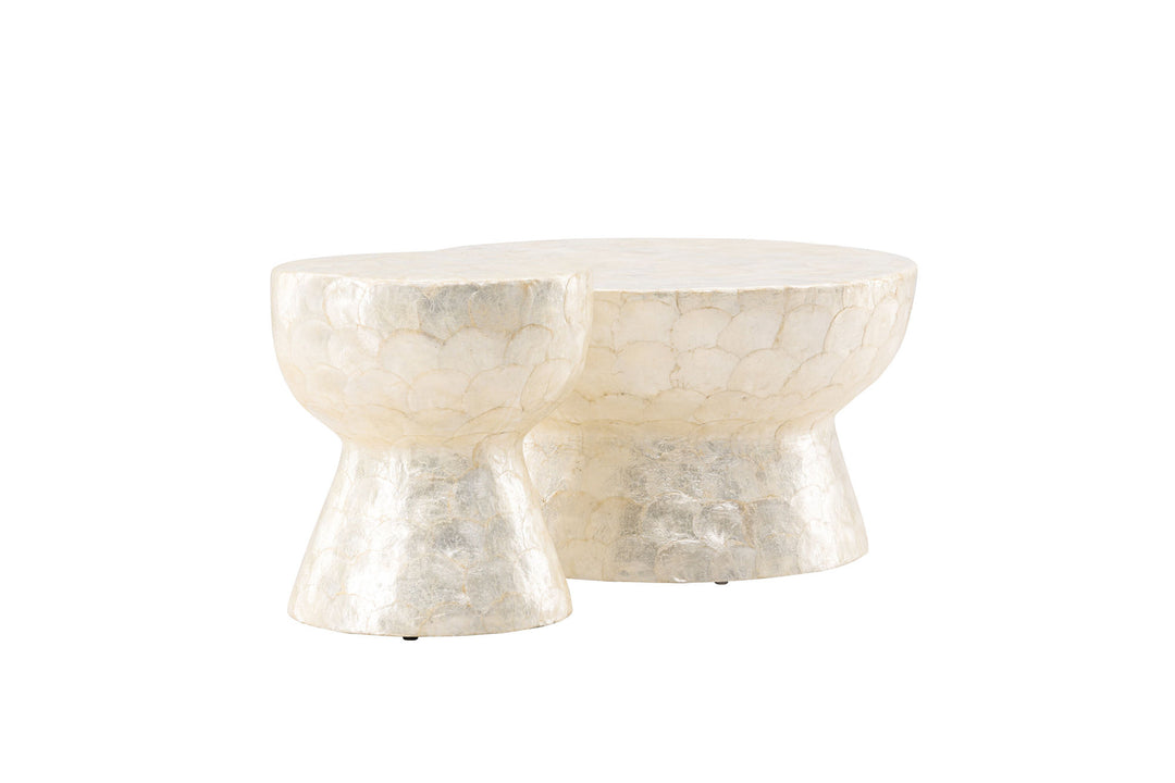 Vind Sandön Sofa Table ⌀70 + Sandön Sofa Table ⌀40 - Capiz / Natural