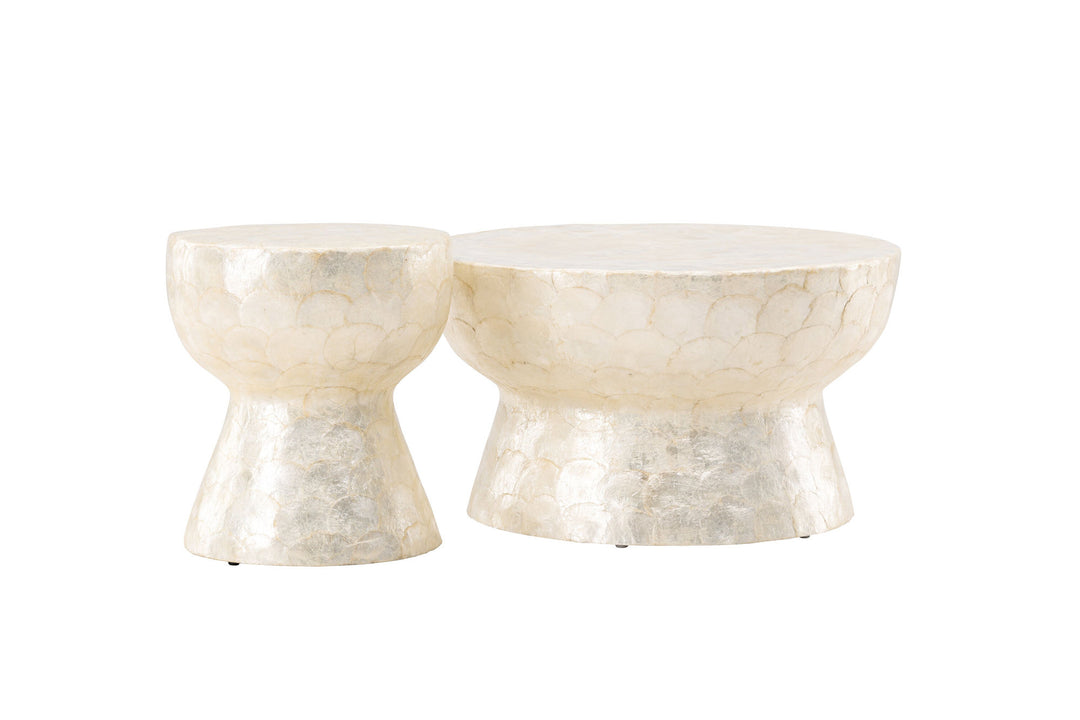 Vind Sandön Sofa Table ⌀70 + Sandön Sofa Table ⌀40 - Capiz / Natural