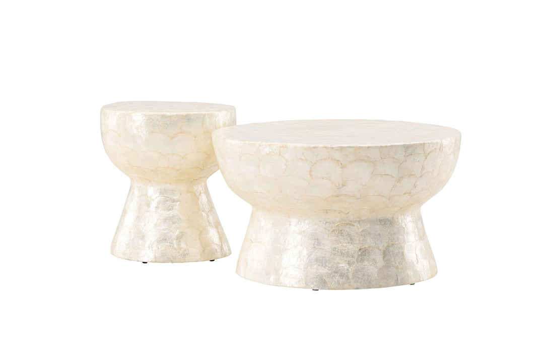 Vind Sandön Sofa Table ⌀70 + Sandön Sofa Table ⌀40 - Capiz / Natural