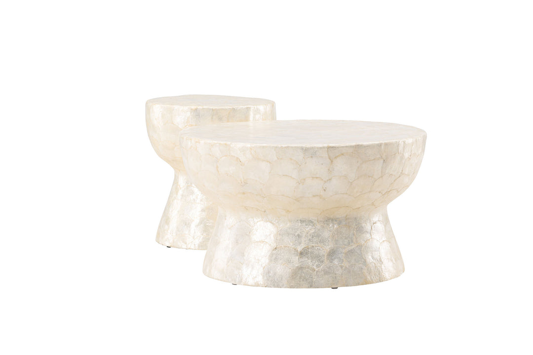 Vind Sandön Sofa Table ⌀70 + Sandön Sofa Table ⌀40 - Capiz / Natural