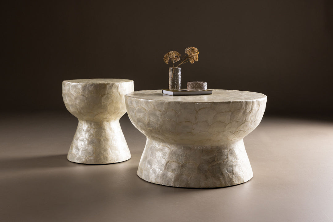 Vind Sandön Sofa Table ⌀70 + Sandön Sofa Table ⌀40 - Capiz / Natural