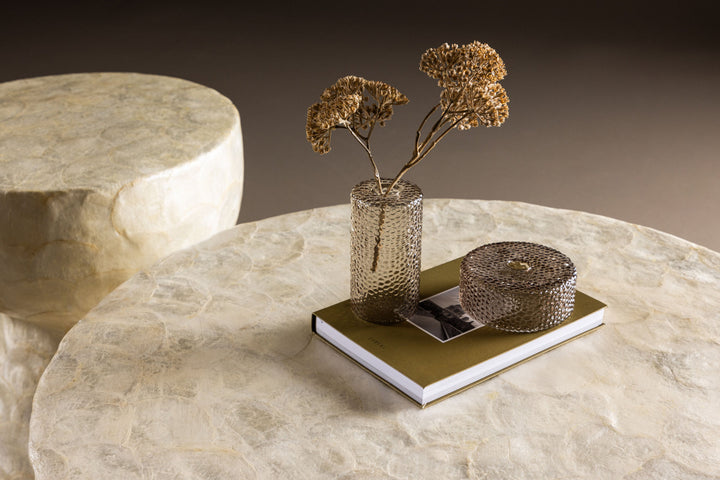 Vind Sandön Sofa Table ⌀70 + Sandön Sofa Table ⌀40 - Capiz / Natural