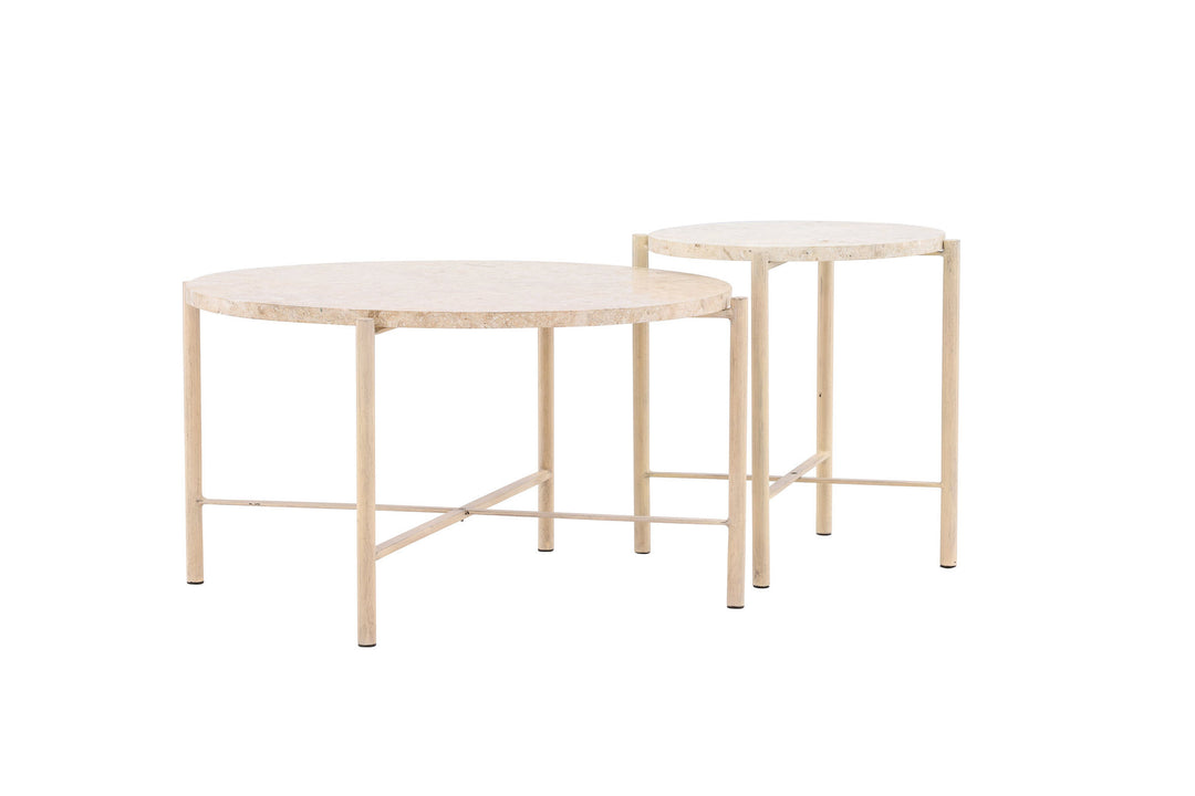 Vind Sandhamn Sofa Table ⌀70 + Sandhamn Sofa Table ⌀40  - Mactan / Beige