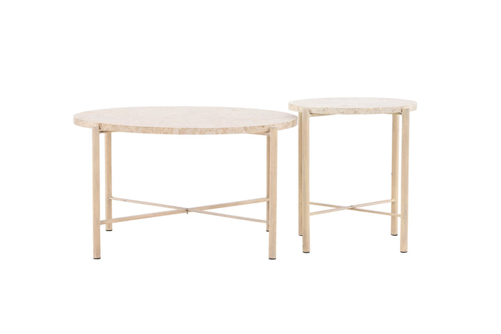 Vind Sandhamn Sofa Table ⌀70 + Sandhamn Sofa Table ⌀40  - Mactan / Beige