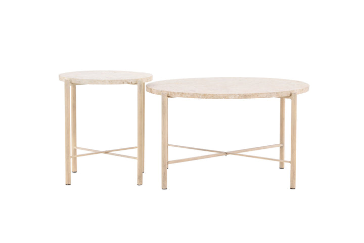 Vind Sandhamn Sofa Table ⌀70 + Sandhamn Sofa Table ⌀40  - Mactan / Beige