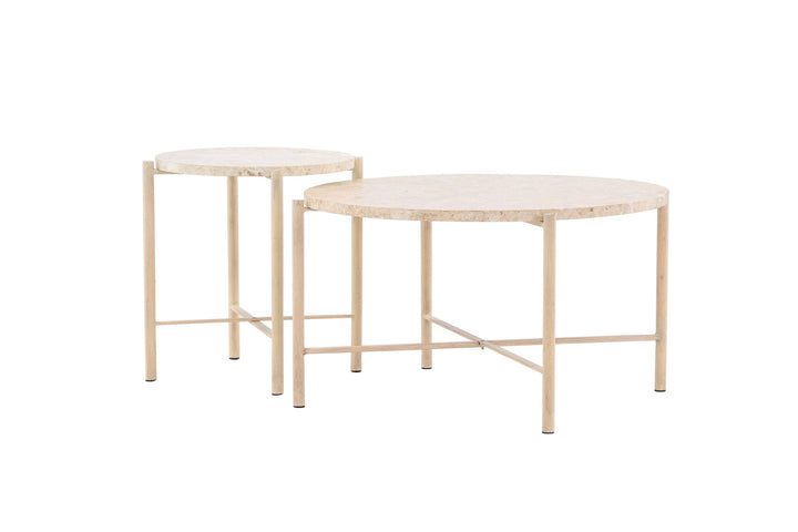 Vind Sandhamn Sofa Table ⌀70 + Sandhamn Sofa Table ⌀40  - Mactan / Beige