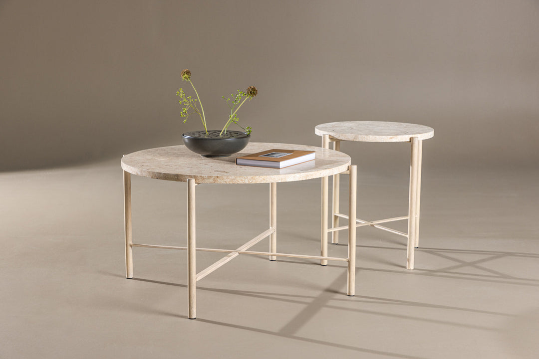 Vind Sandhamn Sofa Table ⌀70 + Sandhamn Sofa Table ⌀40  - Mactan / Beige