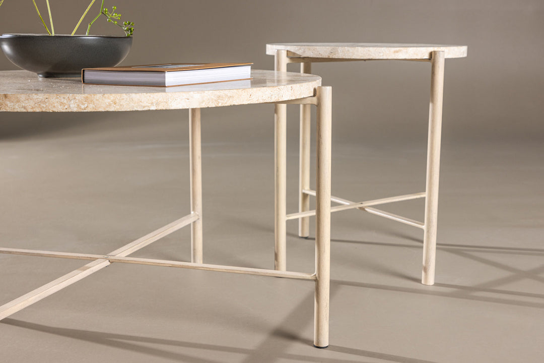 Vind Sandhamn Sofa Table ⌀70 + Sandhamn Sofa Table ⌀40  - Mactan / Beige