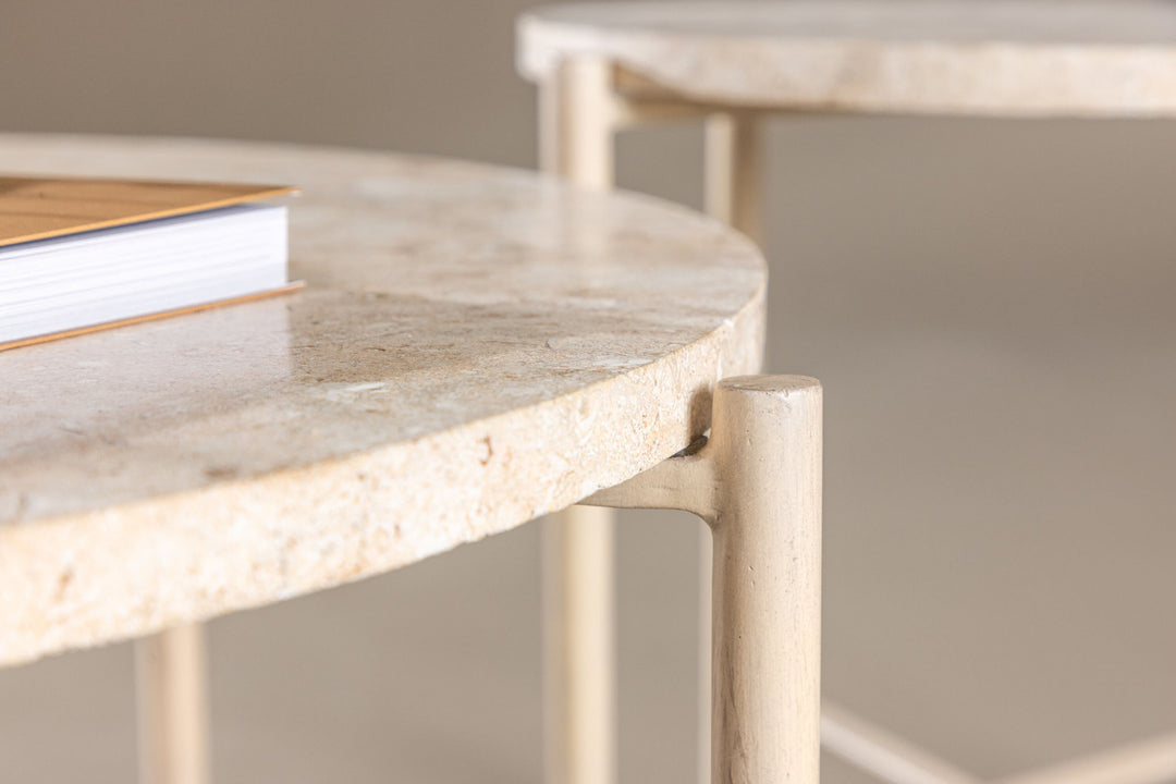 Vind Sandhamn Sofa Table ⌀70 + Sandhamn Sofa Table ⌀40  - Mactan / Beige