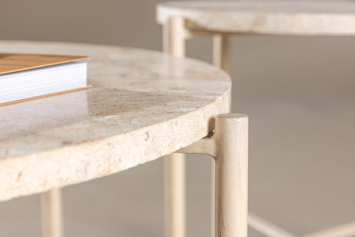 Vind Sandhamn Sofa Table ⌀70 + Sandhamn Sofa Table ⌀40  - Mactan / Beige
