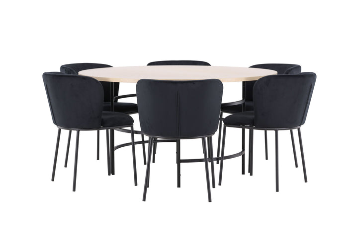 Venture Home Copenhagen Table - Whitewash/Black with 6 Edina Chair - Black