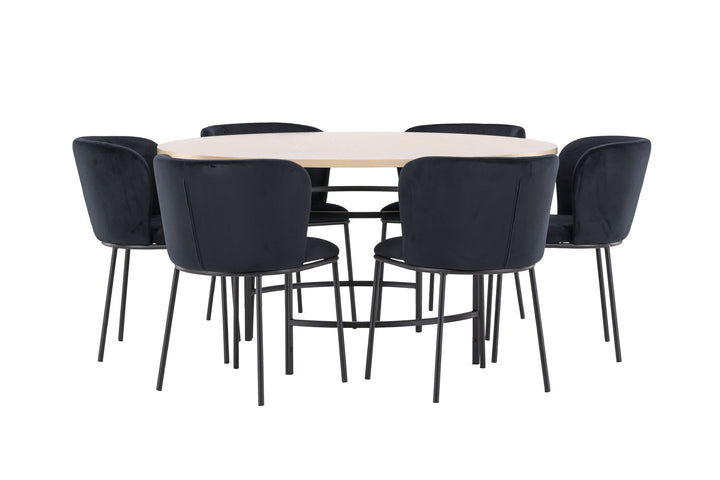 Venture Home Copenhagen Table - Whitewash/Black with 6 Edina Chair - Black