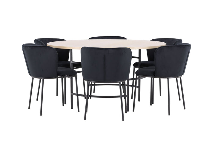 Venture Home Copenhagen Table - Whitewash/Black with 6 Edina Chair - Black