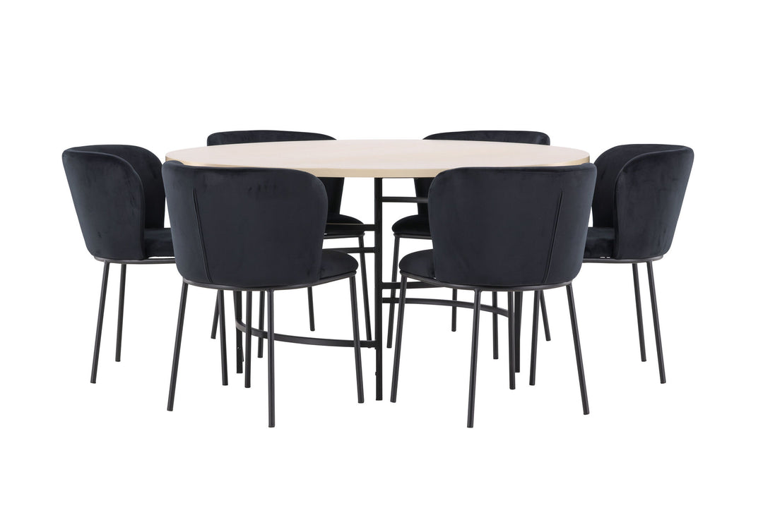 Venture Home Copenhagen Table - Whitewash/Black with 6 Edina Chair - Black