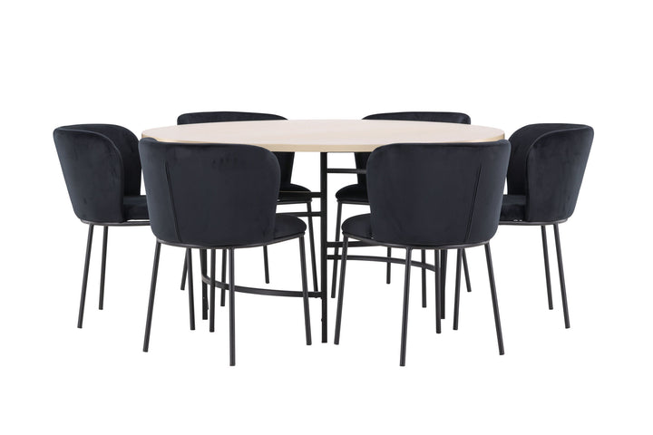 Venture Home Copenhagen Table - Whitewash/Black with 6 Edina Chair - Black