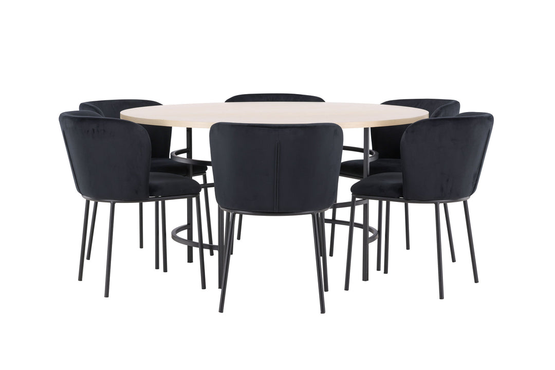 Venture Home Copenhagen Table - Whitewash/Black with 6 Edina Chair - Black
