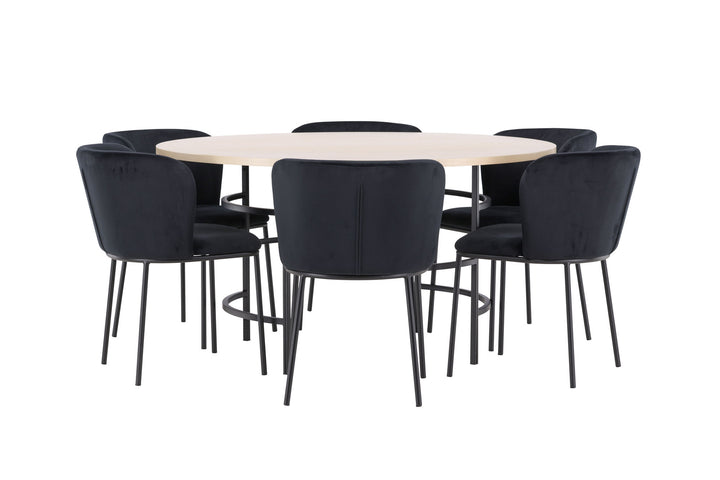 Venture Home Copenhagen Table - Whitewash/Black with 6 Edina Chair - Black