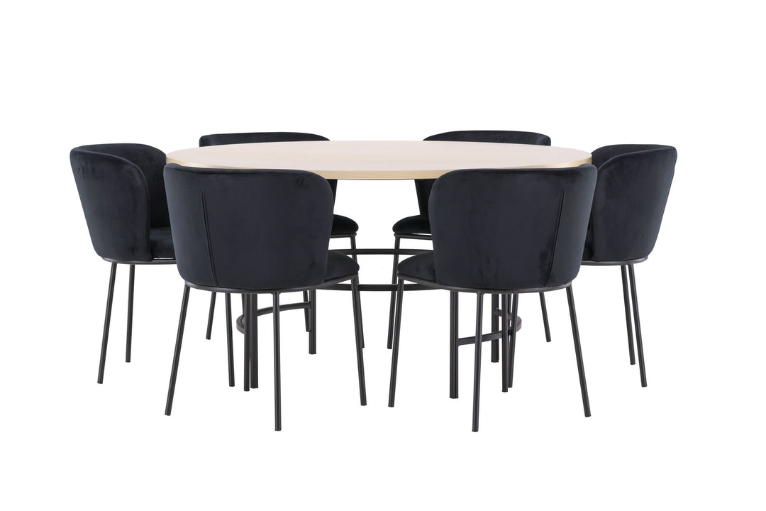 Venture Home Copenhagen Table - Whitewash/Black with 6 Edina Chair - Black