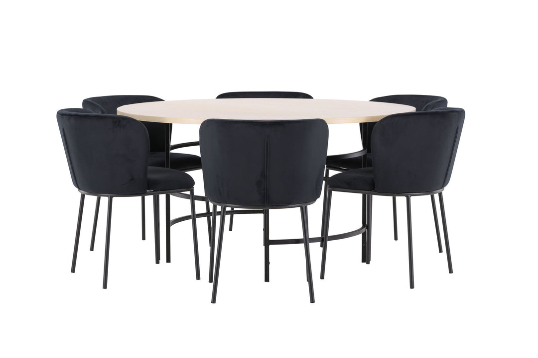 Venture Home Copenhagen Table - Whitewash/Black with 6 Edina Chair - Black