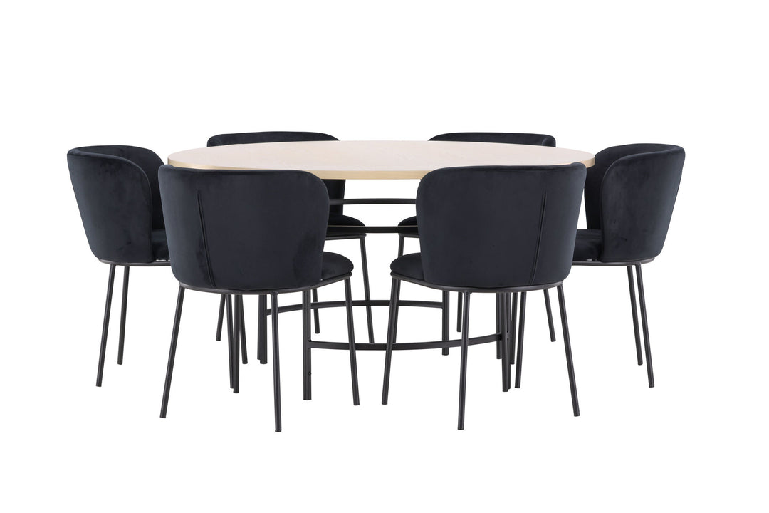 Venture Home Copenhagen Table - Whitewash/Black with 6 Edina Chair - Black