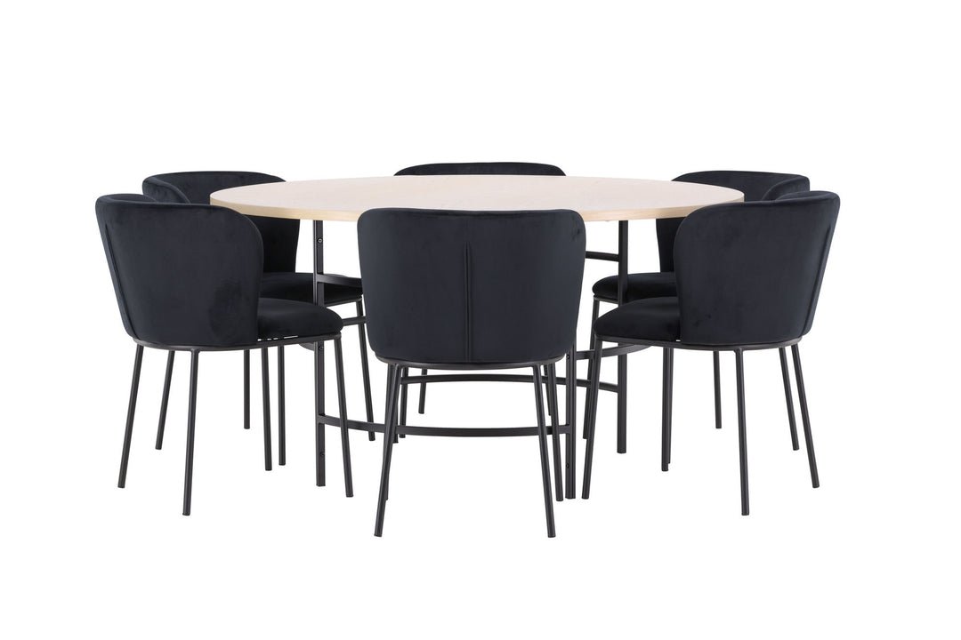 Venture Home Copenhagen Table - Whitewash/Black with 6 Edina Chair - Black