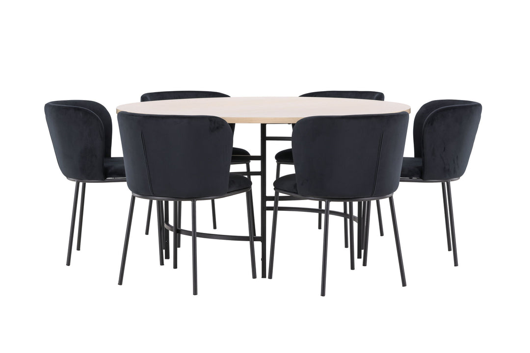 Venture Home Copenhagen Table - Whitewash/Black with 6 Edina Chair - Black