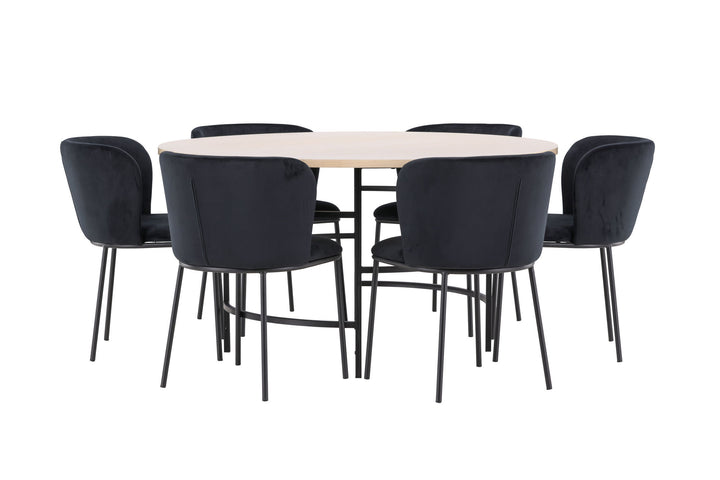 Venture Home Copenhagen Table - Whitewash/Black with 6 Edina Chair - Black