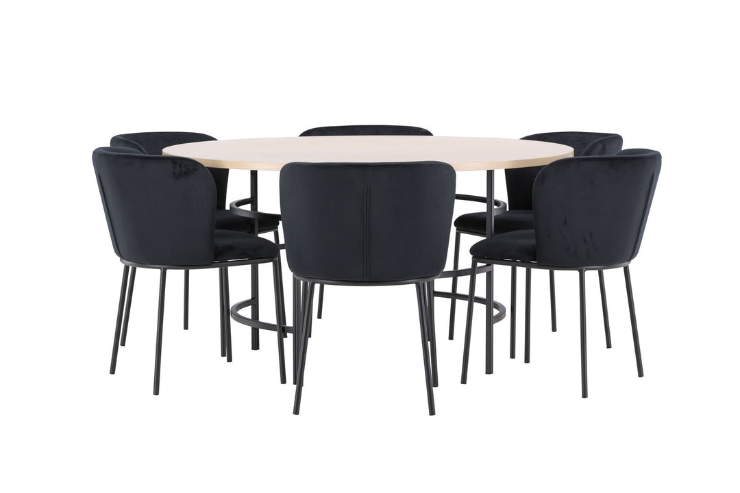 Venture Home Copenhagen Table - Whitewash/Black with 6 Edina Chair - Black
