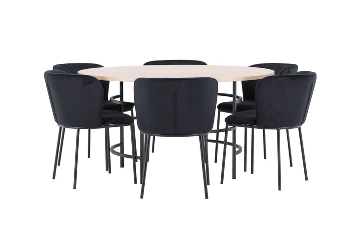 Venture Home Copenhagen Table - Whitewash/Black with 6 Edina Chair - Black