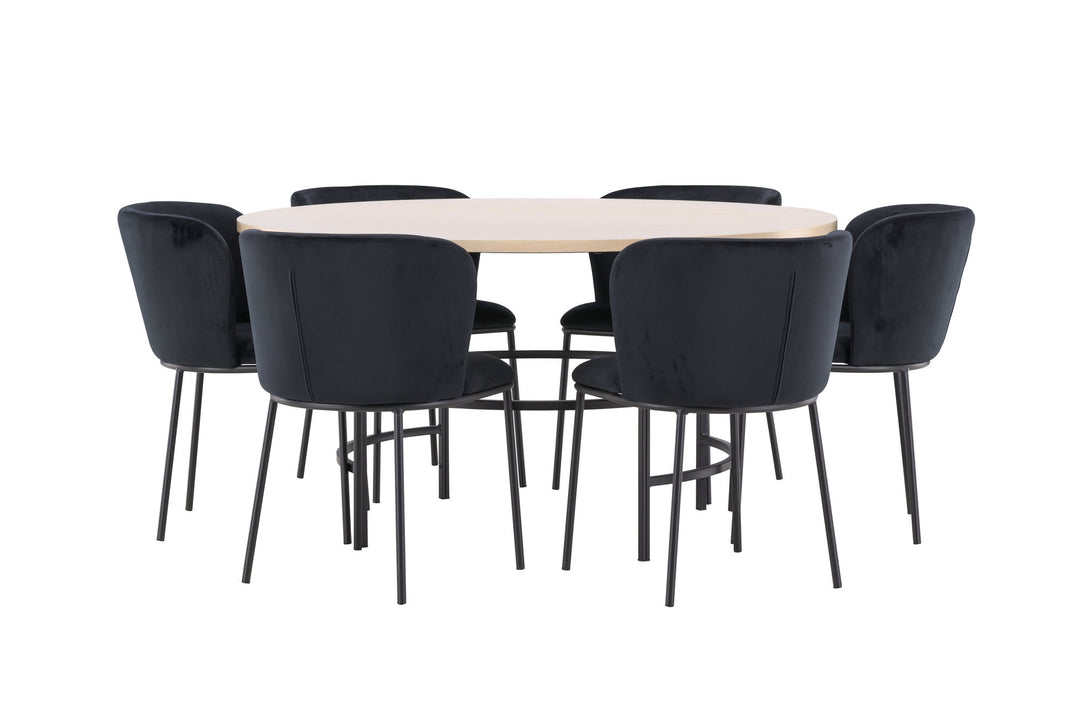 Venture Home Copenhagen Table - Whitewash/Black with 6 Edina Chair - Black
