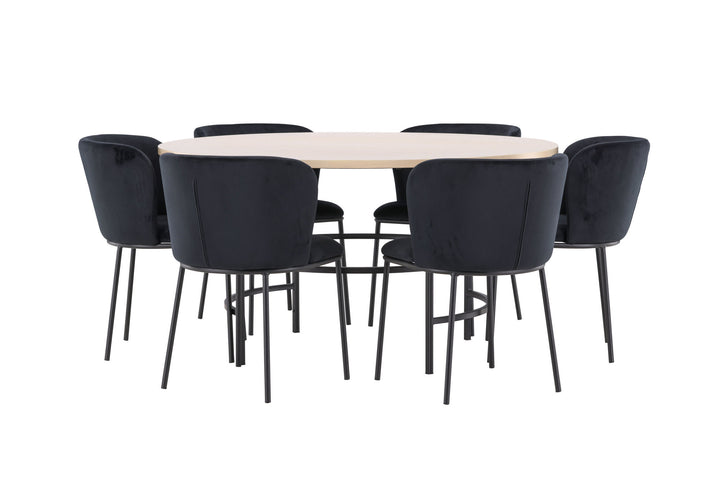 Venture Home Copenhagen Table - Whitewash/Black with 6 Edina Chair - Black
