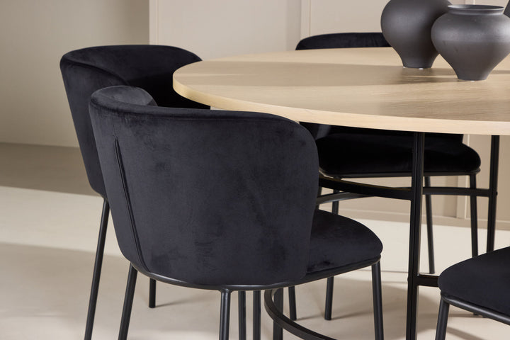 Venture Home Copenhagen Table - Whitewash/Black with 6 Edina Chair - Black