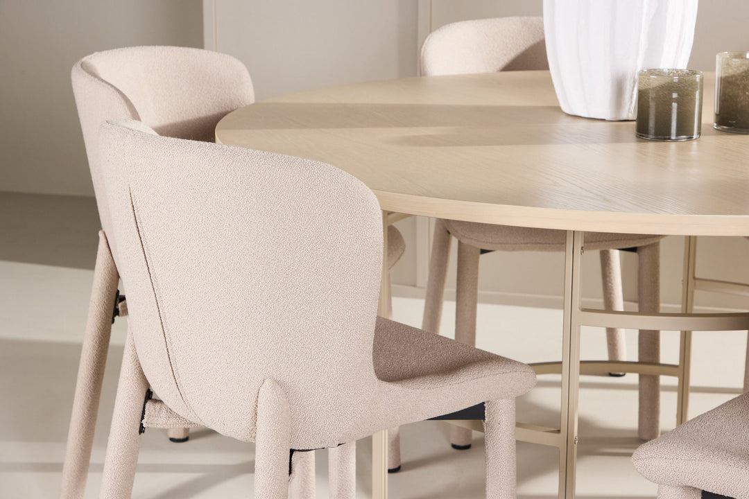 Venture Home Copenhagen Table - Whitewash/Beige with 6 Astoria Chair - Beige