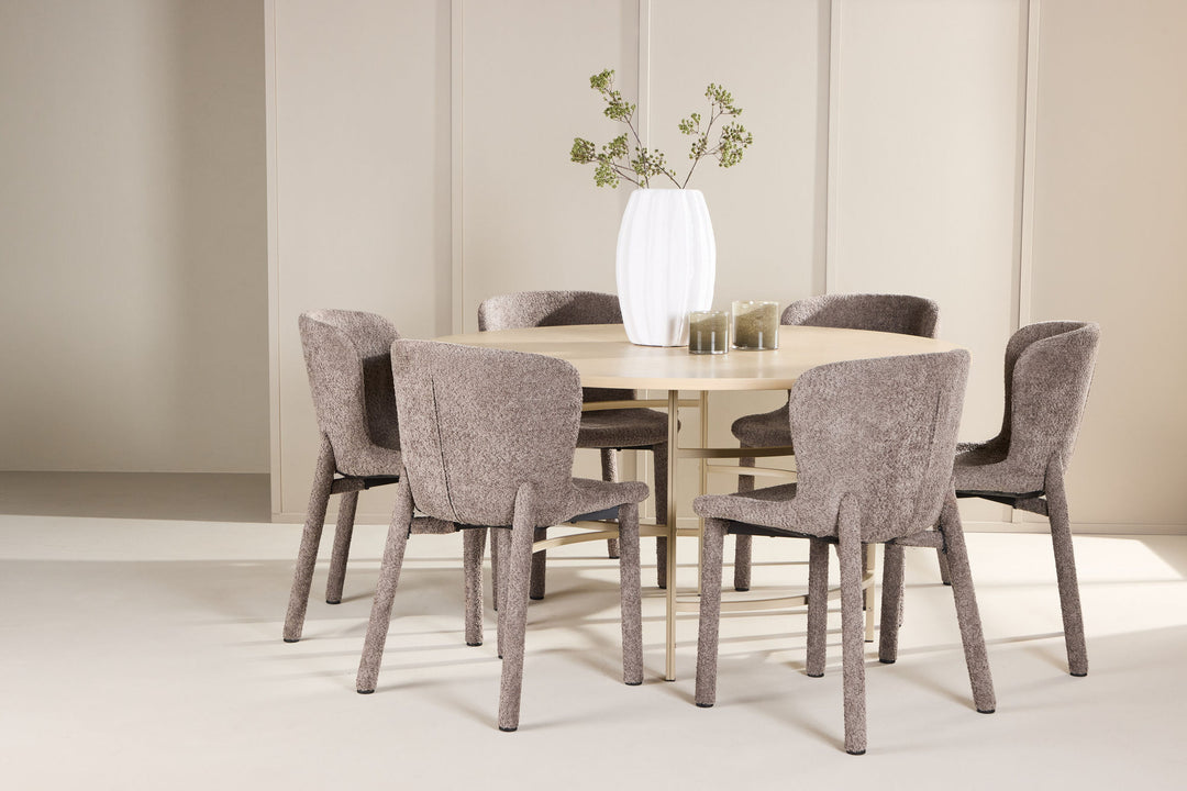 Venture Home Copenhagen Table - Whitewash/Beige with 6 Astoria Chair - Brown