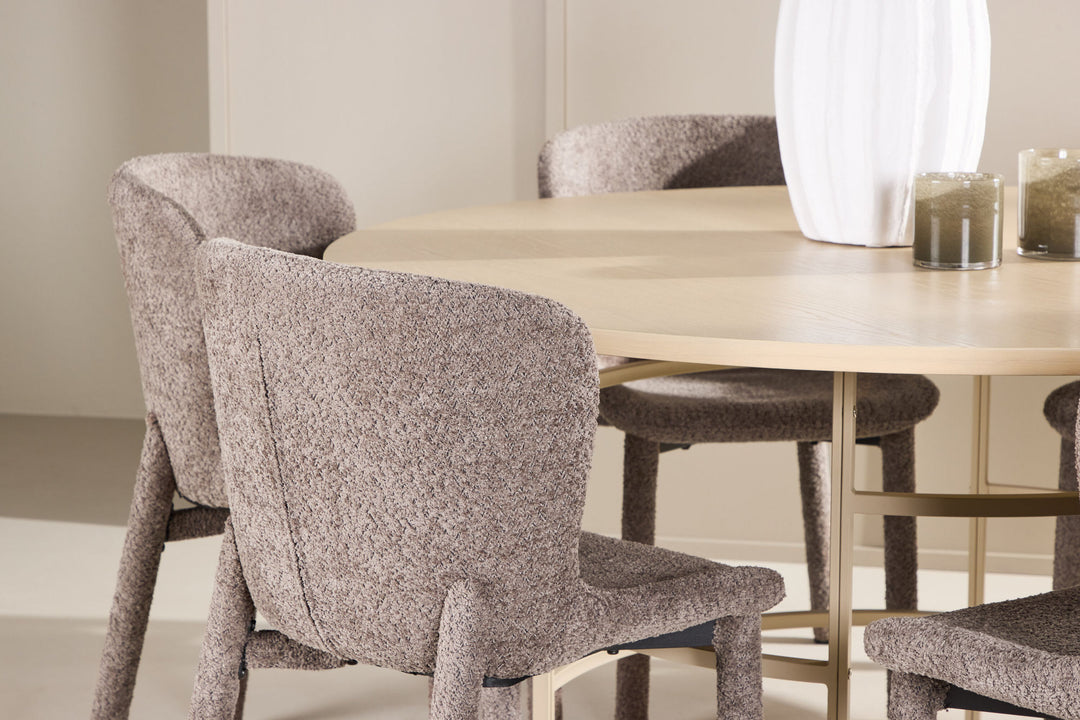 Venture Home Copenhagen Table - Whitewash/Beige with 6 Astoria Chair - Brown