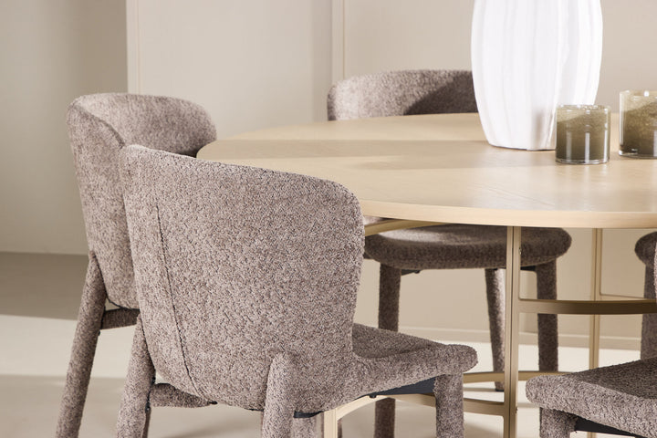 Venture Home Copenhagen Table - Whitewash/Beige with 6 Astoria Chair - Brown
