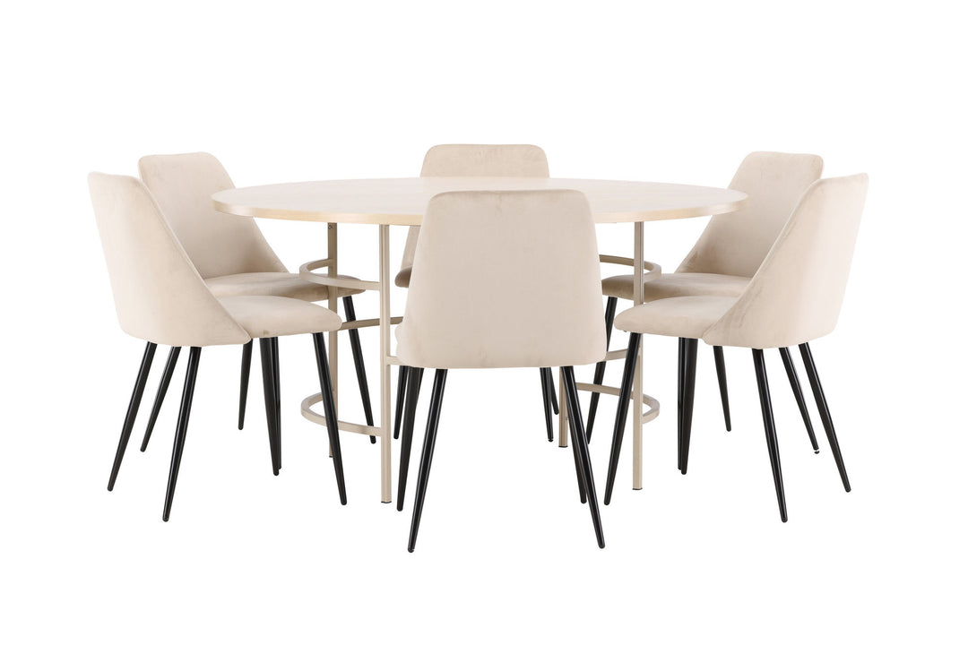 Venture Home Copenhagen Table - Whitewash/Beige with 6 Night Chair - Black / Beige